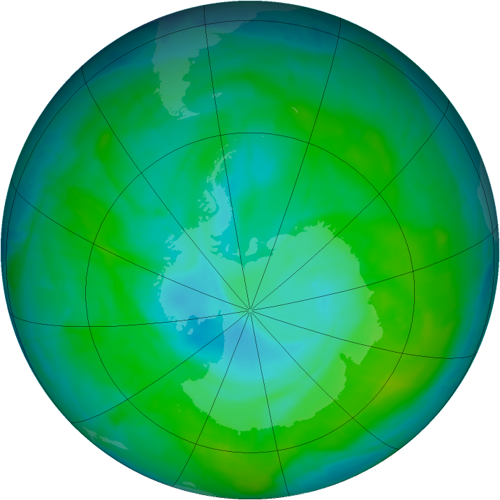 Antarctic ozone map for 28 December 2014